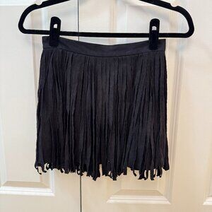 BB Dakota Black Fringe Mini Skirt Size 4 (Runs Small)